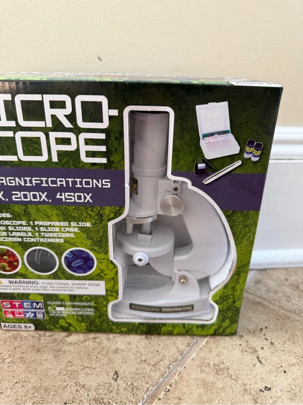 NWT Stem Kids Microscope Toy - White Learning Slides Specimen